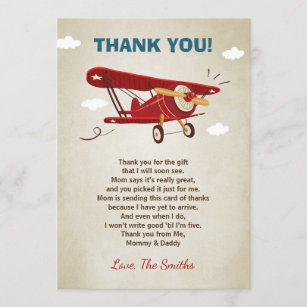 Flugzeug-Babyparty danken Ihnen, Abenteuer zu Dankeskarte
