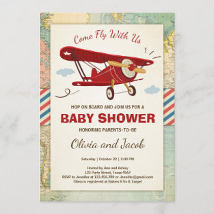 Flugzeug-Babyparty-Einladungs-Reise-Abenteuer Einladung