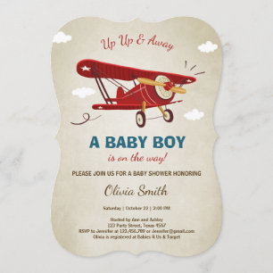 Flugzeug-Babyparty-Einladungs-Reise-Abenteuer Einladung