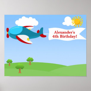 Flugzeug Banner Boy Geburtstagspopster Poster