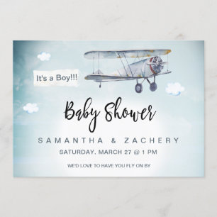 *~* Flugzeug Banner Vintag Clouds Kinderdusche Einladung