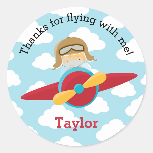 Flugzeug bevorzugt Sticker Blonde Pilot Boy (Vorderseite)