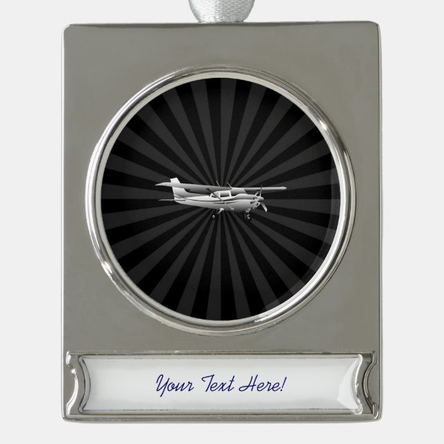 Flugzeug-Cessna-Silhouette-fliegende Banner-Ornament Silber (Vorderseite)