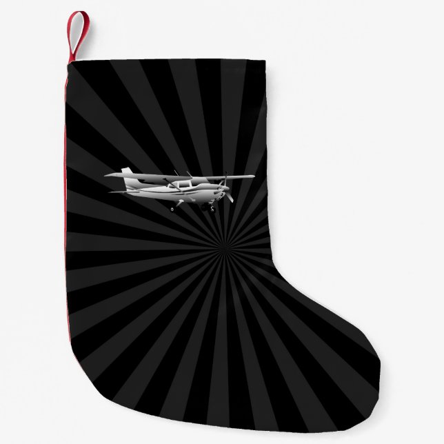 Flugzeug-Cessna-Silhouette-fliegende Kleiner Weihnachtsstrumpf (Vorderseite)