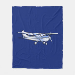 Flugzeug-Chrom-Cessna-Silhouette-Fliegen auf Blau Fleecedecke