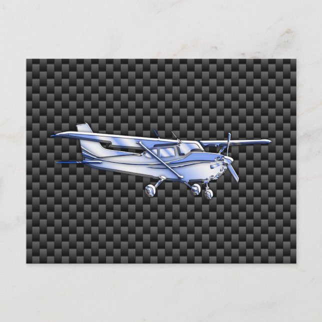 Flugzeug Chrome wie Cessna Black Carbon Fibre Postkarte (Vorderseite)