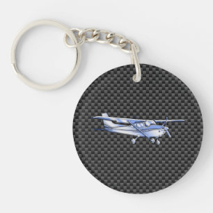 Flugzeug Chrome wie Cessna Black Carbon Fibre Schlüsselanhänger