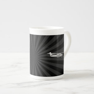 Flugzeug Classic Cessna Silhouette Flying Sunburst Prozellantasse