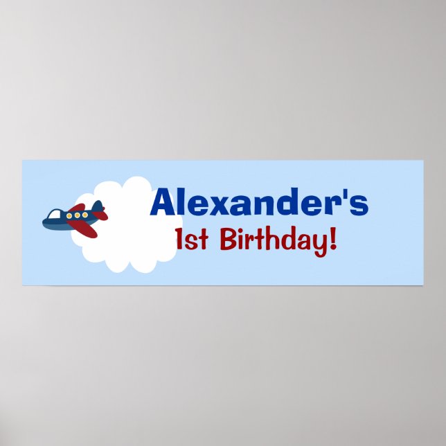 Flugzeug Custom Birthday Banner Poster drucken (Vorne)