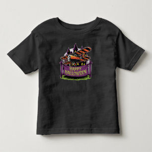 Flugzeug, das über glückliche Halbblutbanner flieg Kleinkind T-shirt