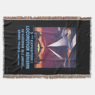 Flugzeug, das über Scheinwerfer-Plakat fliegt Decke