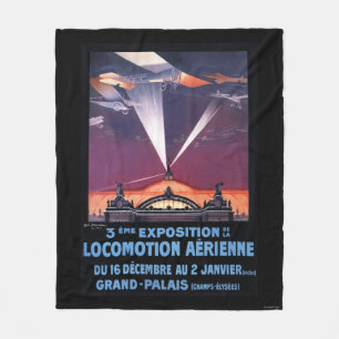 Flugzeug, das über Scheinwerfer-Plakat fliegt Fleecedecke