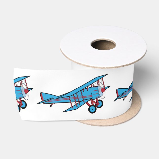 Flugzeug: Doppeldecker 3 Zoll Satinband (Spule)