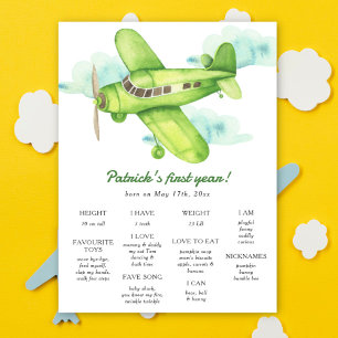 Flugzeug Erster Geburtstag Meilenstein Geburtstag Poster