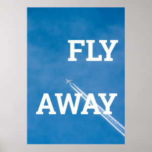 Flugzeug fliegt in blauem Himmel Poster