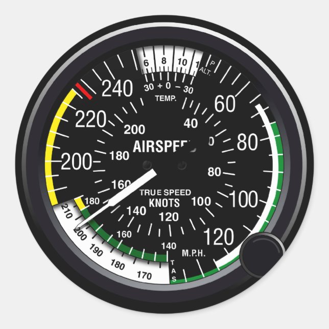 Flugzeug-Fluggeschwindigkeits-Indikatormessgerät Runder Aufkleber (Vorderseite)