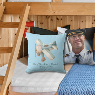 Flugzeug-Foto "Küss das, bis ich lande" Baby-Junge Kissen