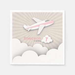 Flugzeug-Geburtstags-Party - Rosa Serviette