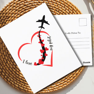Flugzeug & Herz I Liebe mein Pilot Romantic Simple Postkarte