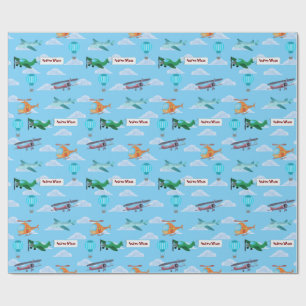 Flugzeug Hubschrauber Heißluftballon Parade  Geschenkpapier