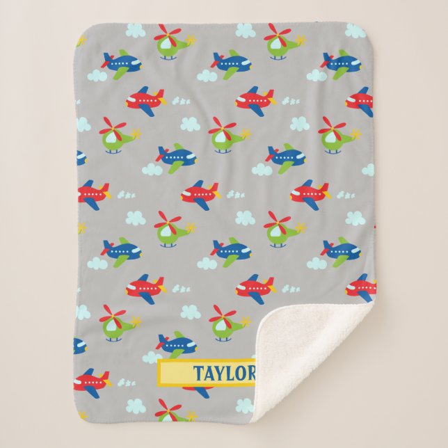 Flugzeug, Hubschrauber und Clouds, Kunstwerk Grau, Sherpadecke (Vorderseite)