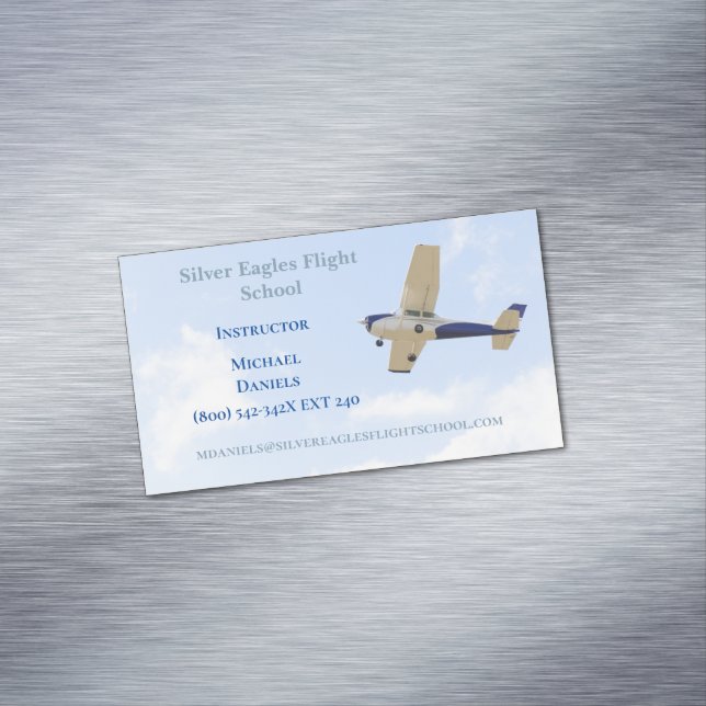 Flugzeug im Pilot der Flugschullehrkraft Magnetische Visitenkarte (Beispiel)