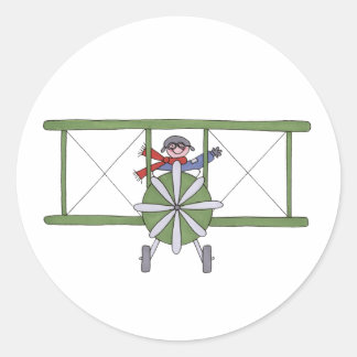 Flugzeug in den Wolken Runder Aufkleber