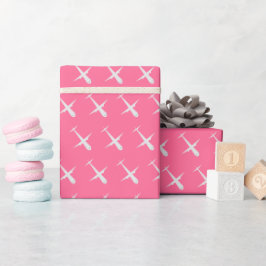 Flugzeug in Rosy Rosa Geschenkpapier