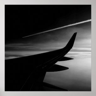 Flugzeug in Schwarz und Weiß Poster