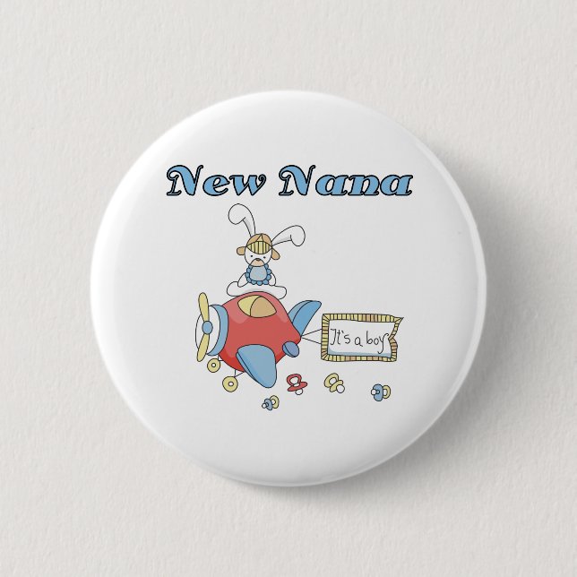 Flugzeug ist es ein Junge neue Nana Button (Vorderseite)