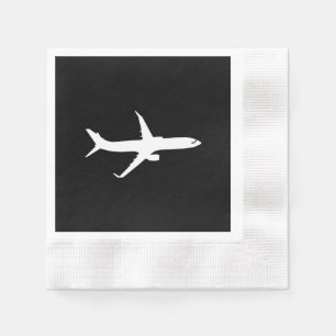 Flugzeug-Jet-weißes Silhouette-Fliegen Serviette