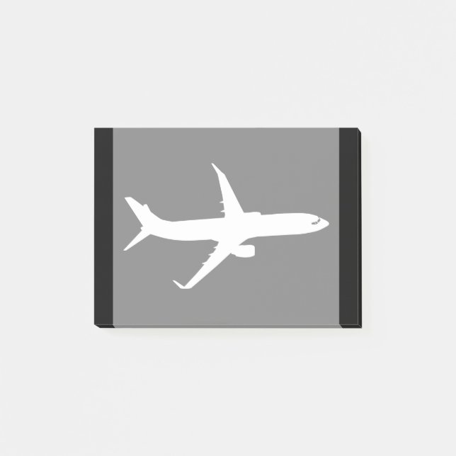 Flugzeug-Jet-Zwischenlagen-Silhouette, die Post-it Klebezettel (Vorderseite)