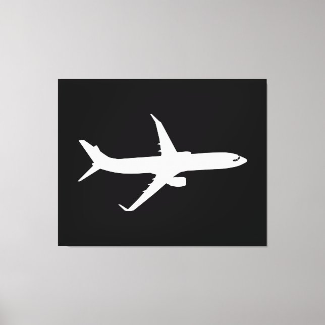 Flugzeug JetLiner Weiße Silhouette Flying Leinwanddruck (Vorderseite)