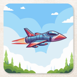 Flugzeug/Kampfflugzeug Rechteckiger Pappuntersetzer