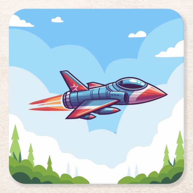 Flugzeug/Kampfflugzeug Rechteckiger Pappuntersetzer (Vorderseite)