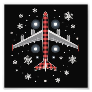 Flugzeug Kariert Weihnachten Pilot Fotodruck