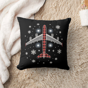 Flugzeug Kariert Weihnachten Pilot Kissen