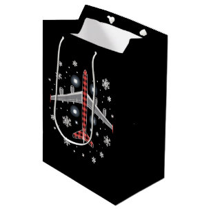 Flugzeug Kariert Weihnachten Pilot Mittlere Geschenktüte