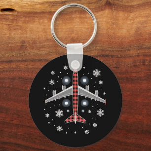 Flugzeug Kariert Weihnachten Pilot Schlüsselanhänger