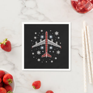 Flugzeug Kariert Weihnachten Pilot Serviette