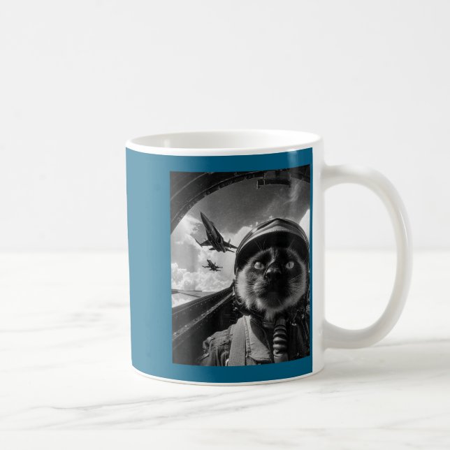 Flugzeug Katze Jet Pilot Selfie Siamese Kämpfer La Kaffeetasse (Rechts)