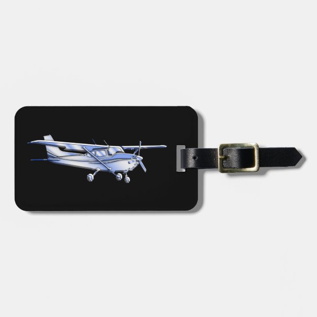 Flugzeug-klassisches Cessna-Silhouette-Fliegen auf Gepäckanhänger (Vorderseite horizontal)