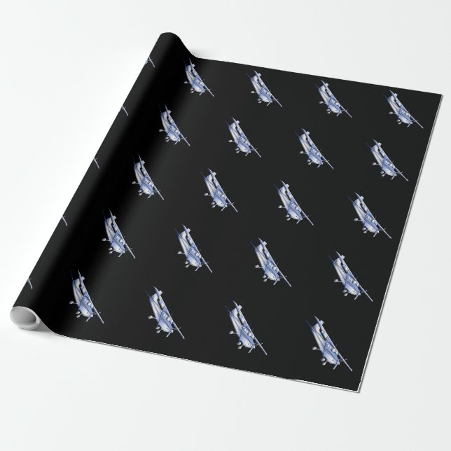 Flugzeug-klassisches Cessna-Silhouette-Fliegen auf Geschenkpapier (Ungerollt)