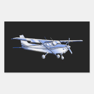 Flugzeug-klassisches Cessna-Silhouette-Fliegen auf Rechteckiger Aufkleber