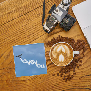 Flugzeug & 'LOVE YOU' Foto, Coole lustige Luftfahr Glasuntersetzer