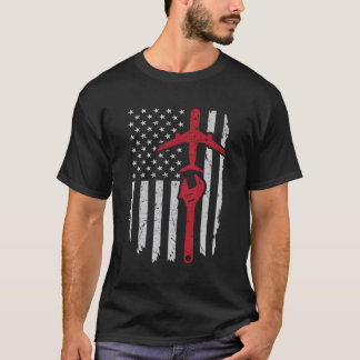 Flugzeug Mechanische amerikanische Fahne Luftfahrt T-Shirt