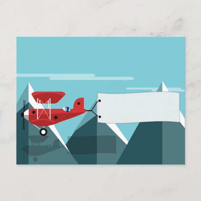 Flugzeug mit Banner - Postkarte mit Textplatz (Vorderseite)