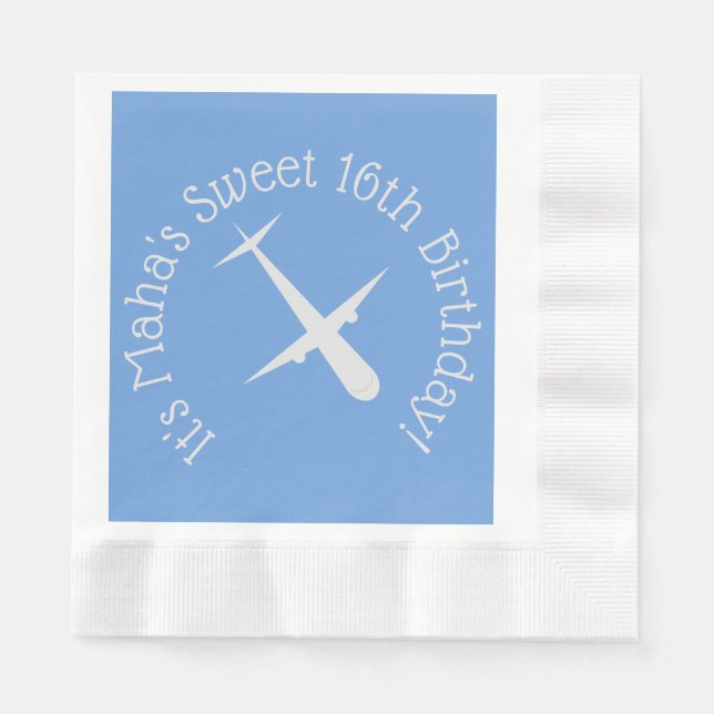 Flugzeug mit blauer Personalisiert geprägter Prägu Serviette (Vorderseite)