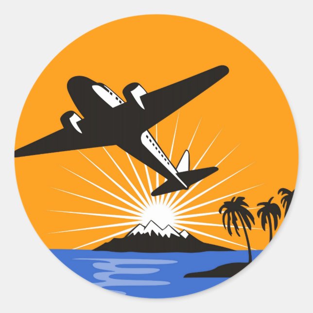 Flugzeug mit Propeller-Flugzeug Runder Aufkleber (Vorderseite)