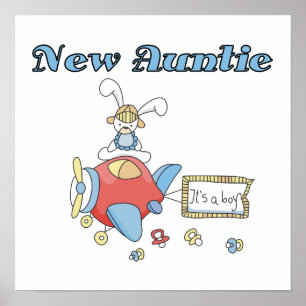 Flugzeug Neue Tante Boy T - Shirt und Geschenke Poster